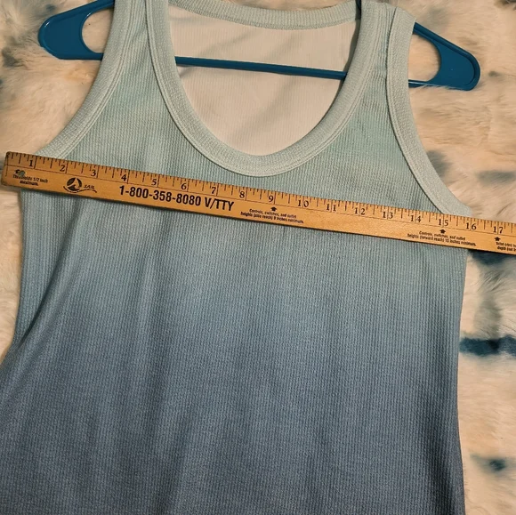 Women's Ombre Scoop Neck Tank Top - Light Teal to Navy - Picture 6 of 7